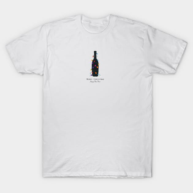 Black bottle with christmas lights bulbs T-Shirt by GULSENGUNEL